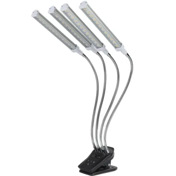 96W LED Grow Lamp LCD Display 4 Head 360° Justerbar Silver Plant Grow Light för växthus 100‑240VUK Plugg