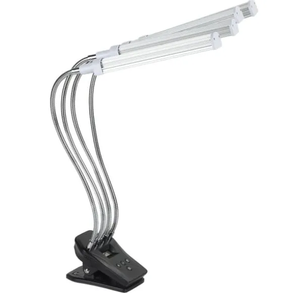 96W LED Grow Lamp LCD Display 4 Head 360° Justerbar Silver Plant Grow Light för växthus 100‑240VUK Plugg