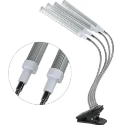 96W LED Grow Lamp LCD Display 4 Head 360° Justerbar Silver Plant Grow Light för växthus 100‑240VUK Plugg