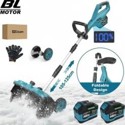 3500W 320MM 18V Borstlös Elektrisk Snöslunga – Sladdlös Snöborste Snöskyffel för Uppfart, Gård , Gata och Trottoar – med 2 batterier