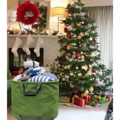 WHT - 3 x Trädgårdssäck 125L Extra-robust med Handtag, Grön Bladplockningssäck med Militärtyg H45.7 cm, D55.8 cm