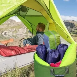 WHT - 3 x Trädgårdssäck 125L Extra-robust med Handtag, Grön Bladplockningssäck med Militärtyg H45.7 cm, D55.8 cm