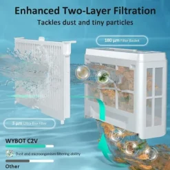 ​WYBOT C2 Vision Robotic Pool Cleaner - Smart Vision Navigation - 180min Runtime - 8 Cleaning Modes - For Pools up to 180㎡