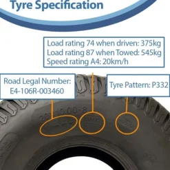 20x10.00-8 & 15x6.00-6 Däck för gräsklippare 4ply Multi turf gräs Wanda P332 Set om 4