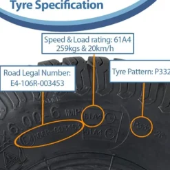 15x6.00-6 däck för gräsklippare 4ply turf - gräsklippardäck, Wanda P332, set om 2