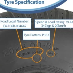 20x8.00-8 gräsklippardäck 4ply Multi, turf, gräsklippardäck, Wanda P332, set om 2