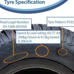 20x8.00-10 Gräsklippare Gräs Däck Wanda P332 Turf E-Marked Road Legal (uppsättning av 2)