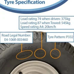 20x10.00-8 4ply gräsklippardäck för gräsklippare, turf, fyra dubbar, 100 mm PCD-fälg - set om 2.