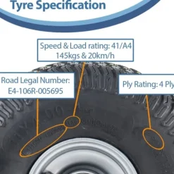 11x4.00-4 4ply Multi turf gräsdäck på kullagrad fälg - gräsklippare 20mm BB