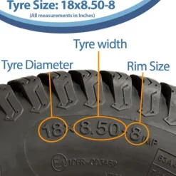 18x8.50-8 4ply Multi turf gräsdäck på 100 mm pcd-fälg med fyra dubbar - set om 2