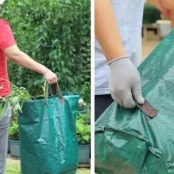 2x trädgårdskorgpåse lövpåse trädgårdsgräskompostbehållare 270l GoGarden