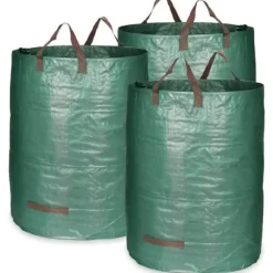 3X trädgårdspåse med bärhandtag - XL hopfällbar trädgårdsavfallspåse - rivsäker hopfällbar lövbehållare [868]