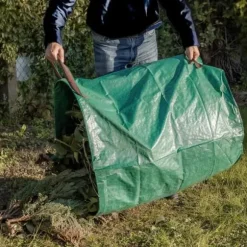 3X trädgårdspåse med bärhandtag - XL hopfällbar trädgårdsavfallspåse - rivsäker hopfällbar lövbehållare [868]