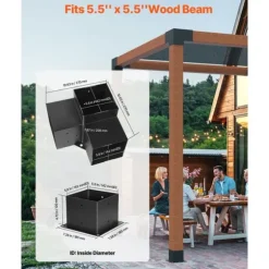 6x6 Tums Pergolakonsol, Modell 5,5x5,5 3-vägs, Invändig, 4 Stycken, med 4 Baser