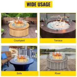 61x15,2cm runt transparent eldstad vindskydd, 0,6 cm tjock, fötter design, för en stabil låga och mindre bränsleförbrukning