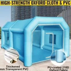 4x2,5x2,2m uppblåsbart målarbås med kompletta tillbehör, bärbar billackeringstält arbetsstation, rymligt utrymme, effektiv luftfiltrering