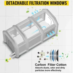 4x2,5x2,2m uppblåsbart målarbås med kompletta tillbehör, bärbar billackeringstält arbetsstation, rymligt utrymme, effektiv luftfiltrering