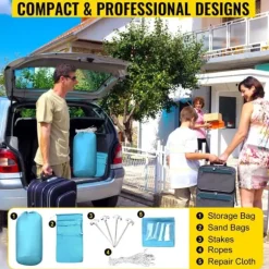 4x2,5x2,2m uppblåsbart målarbås med kompletta tillbehör, bärbar billackeringstält arbetsstation, rymligt utrymme, effektiv luftfiltrering