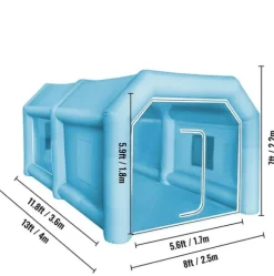 4x2,5x2,2m uppblåsbart målarbås med kompletta tillbehör, bärbar billackeringstält arbetsstation, rymligt utrymme, effektiv luftfiltrering