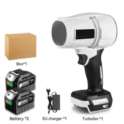 YOFIDRA Elektrisk Borstlös Turbofläkt Blåsare Sladdlösa Löv- och dammblåsningsverktyg Med 2 batterier