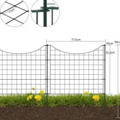 YUENFONG Metallisk damstängsel Dekorativt hundstängsel Nätstängsel, Komplett kit, 64x 77.5cm - Nedåtgående båge