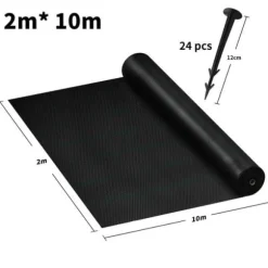 YUENFONG Mulchduk, Anti Ogräs 100 g-m², Rivbeständig, Anti-UV och vattengenomsläpplig, Svart (2×10 m)