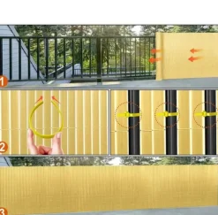 YUENFONG PVC Privacy Screen för trädgård, balkong och terrass, väderbeständig, Bambus, 120x300cm