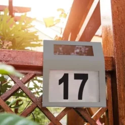 YUENFONG Solar LED Husnummer Husnummer Belysning i rostfritt stål med skymningsbrytare (silver)