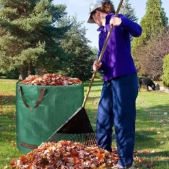 YUENFONG 3x trädgårdsavfallspåse 272L trädgårdspåse i polypropen, hopfällbar och fristående för trädgårdsavfall