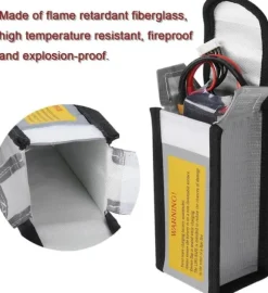 Yunique - Säkerhetsväska för Lipo-batterier, 1 st, flamskyddsmedel och anti-explosionsmaterial, mått 125x64x50 mm - Skyddsfodral för RC