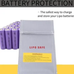 Yunique - Säkerhetsväska för RC-batterier | Lipo anti-explosionsskyddsfodral | Brandbeständig laddningsväska, storlek 100x200mm
